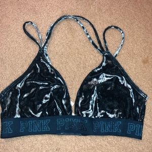 PINK Blue Velvet Bralette (L)